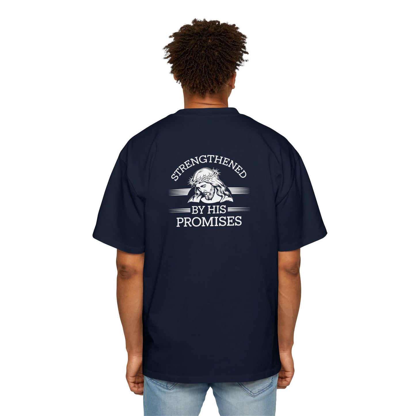 Strengthened By His Promises Men's Heavy Oversized Tee