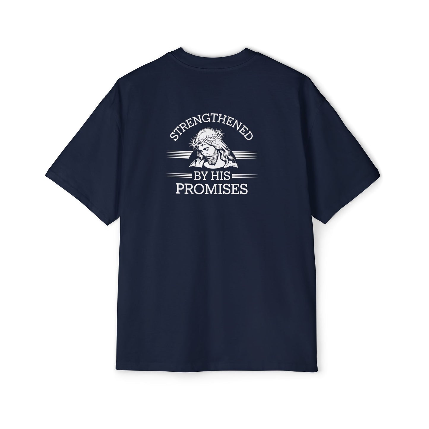 Strengthened By His Promises Men's Heavy Oversized Tee