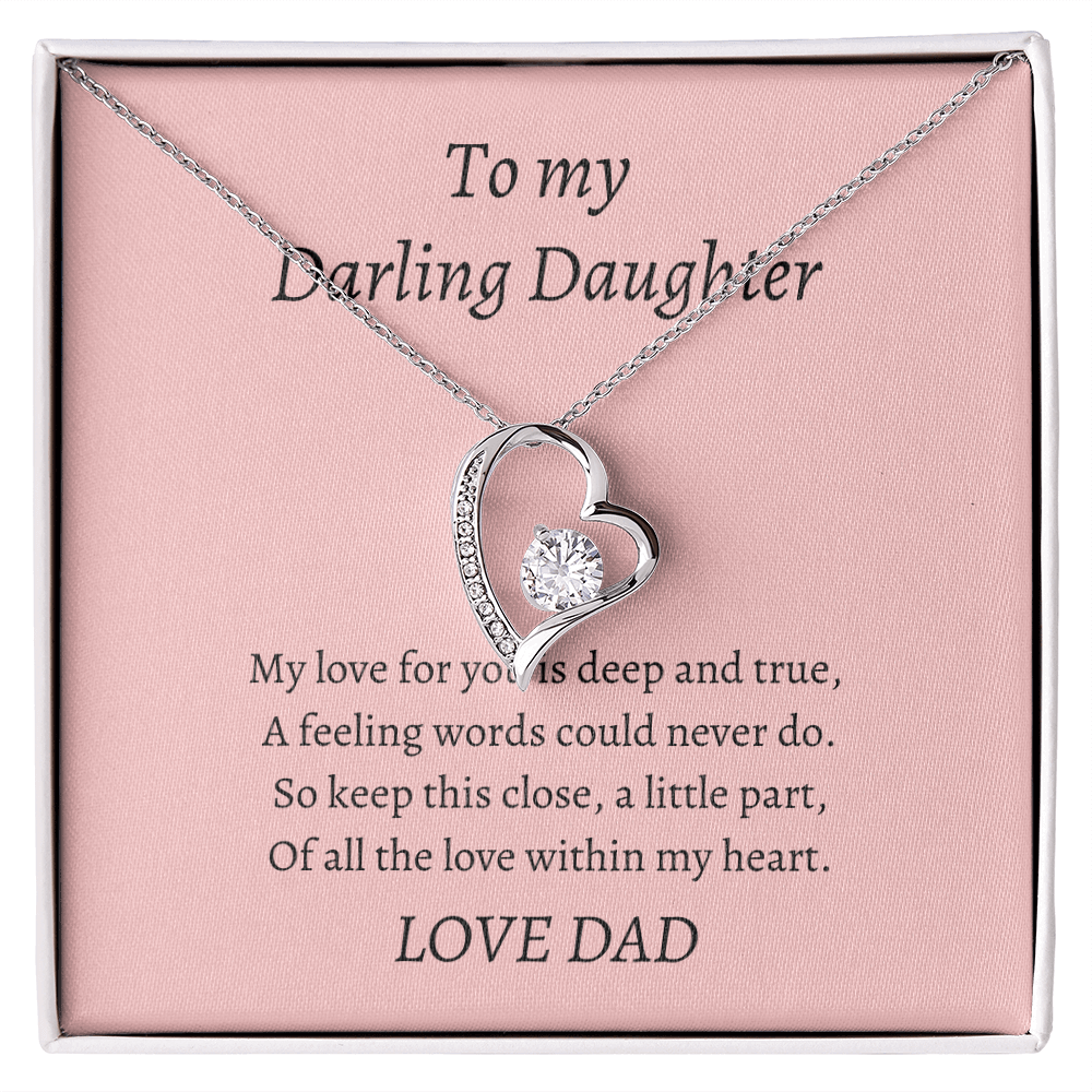 A beautiful Forever My Little Girl Love Necklace from a gift from a loving father to his daughter.