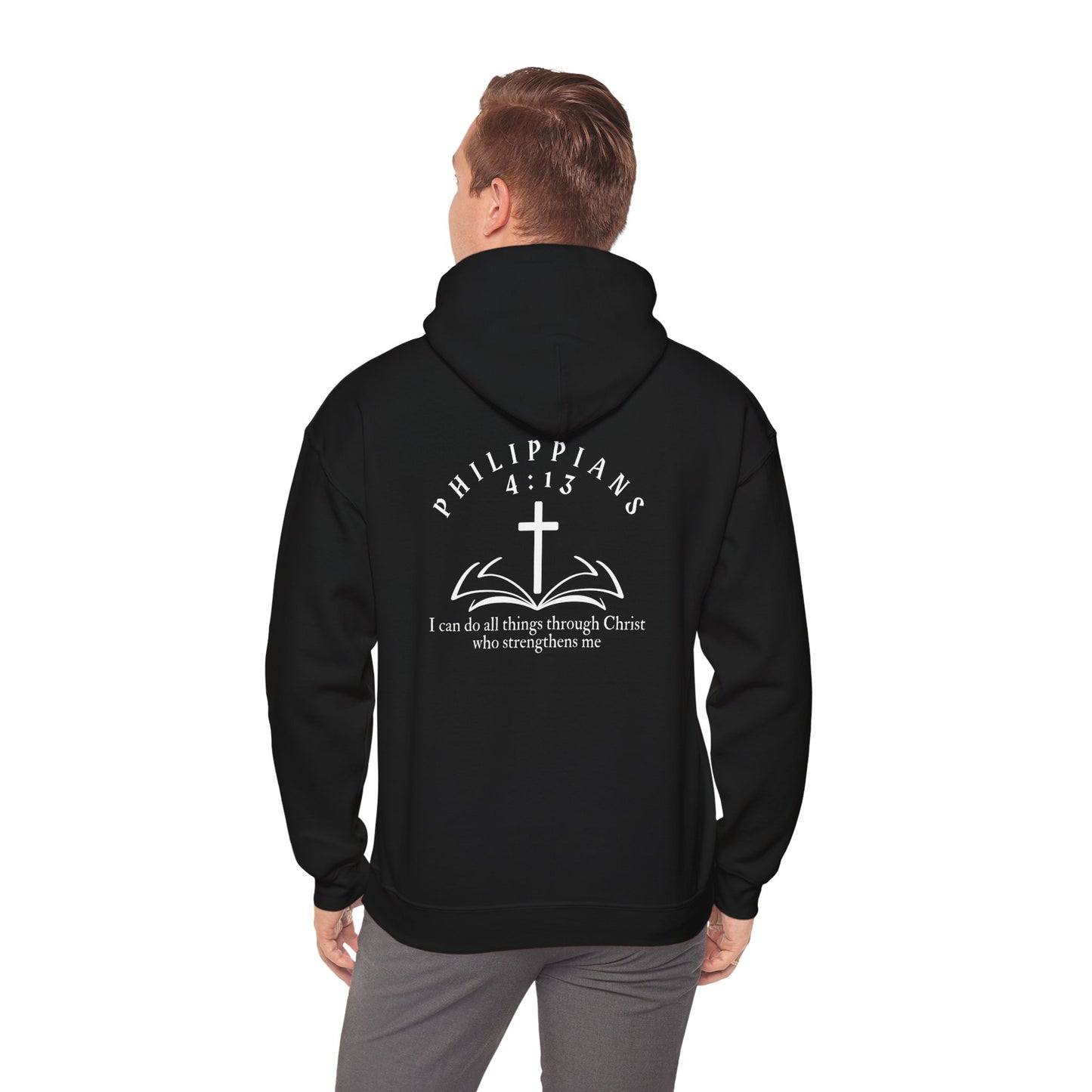 Christian Hooded Sweatshirt - Phillippians 4:13 Bible Quote