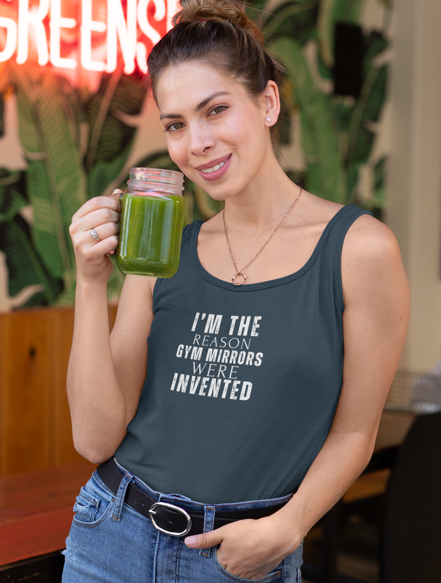 I'm The Reason Gym Mirrors Were Invented Women's Ideal Racerback Tank