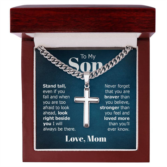 Cuban Link Chain with Artisan Cross For Your Loving Son