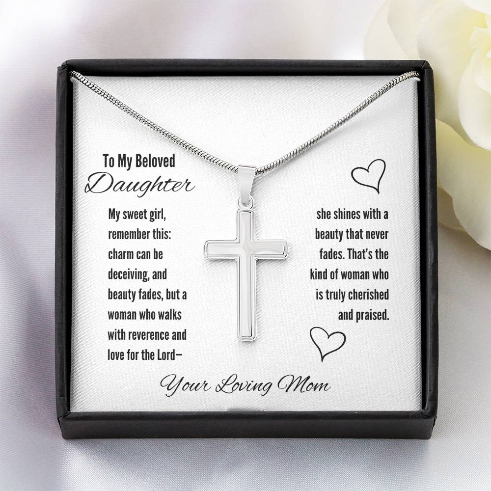 To My Beloved Daughter Artisan Cross Necklace