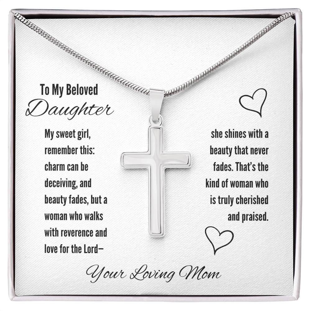 To My Beloved Daughter Artisan Cross Necklace