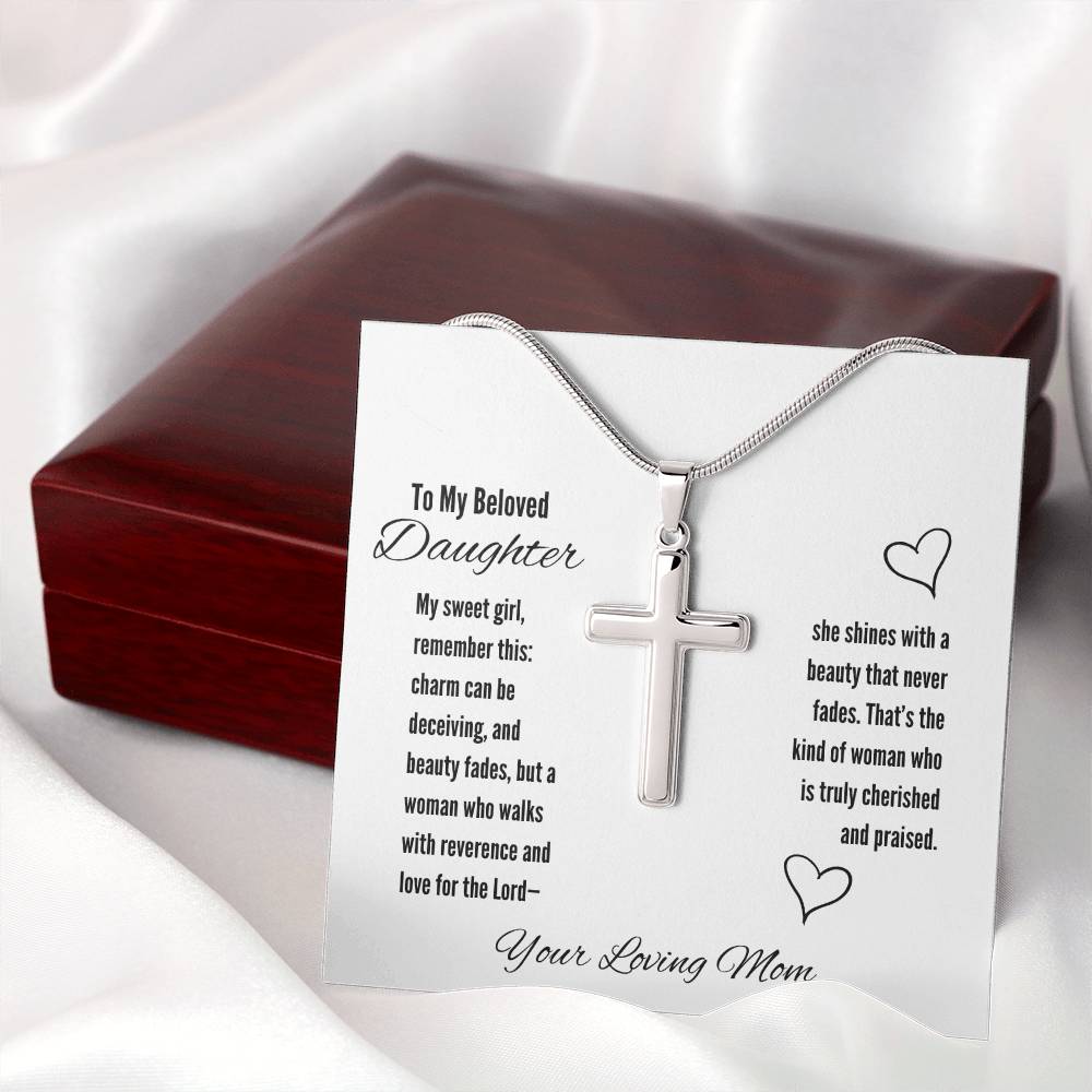 To My Beloved Daughter Artisan Cross Necklace