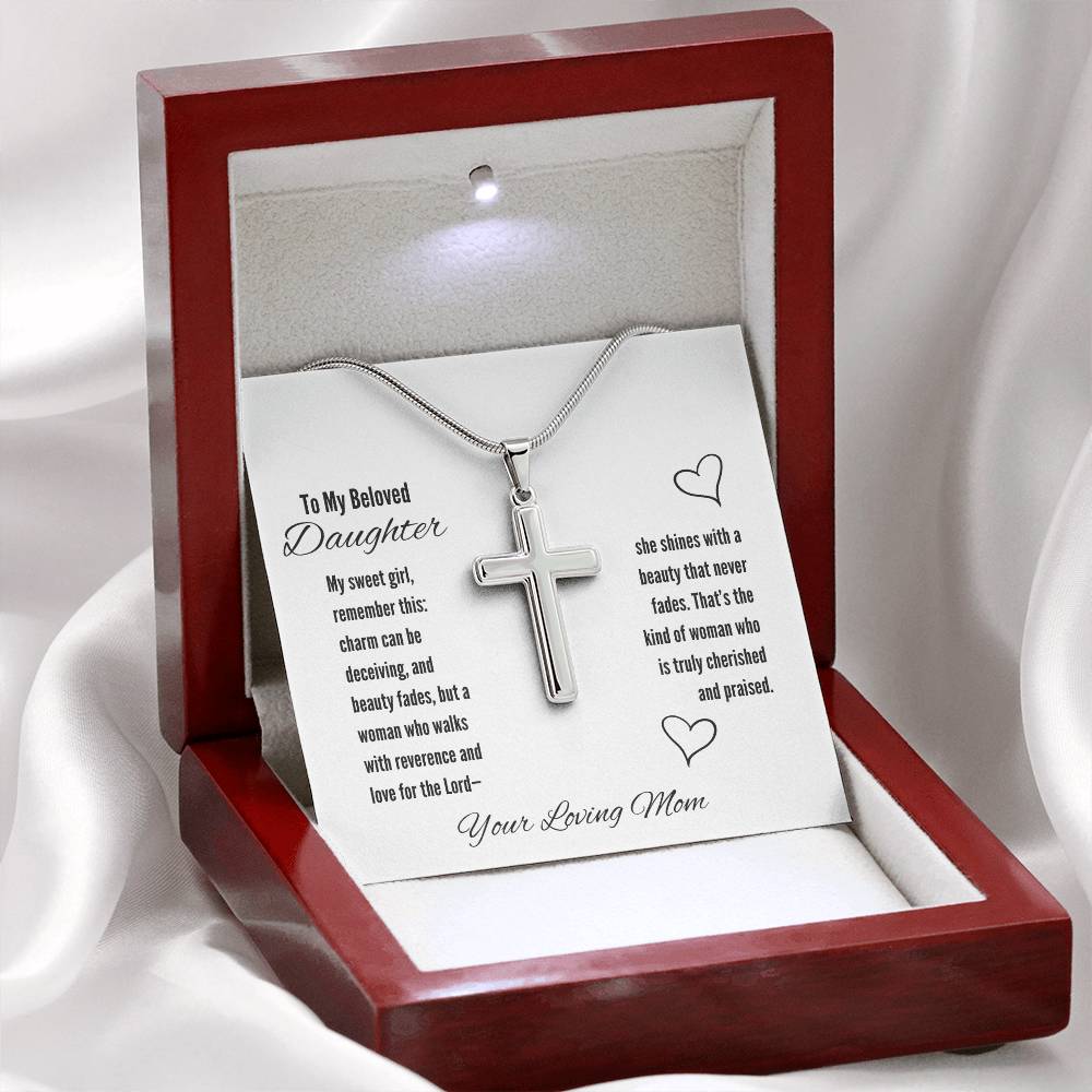 To My Beloved Daughter Artisan Cross Necklace