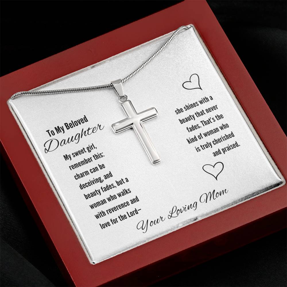 To My Beloved Daughter Artisan Cross Necklace