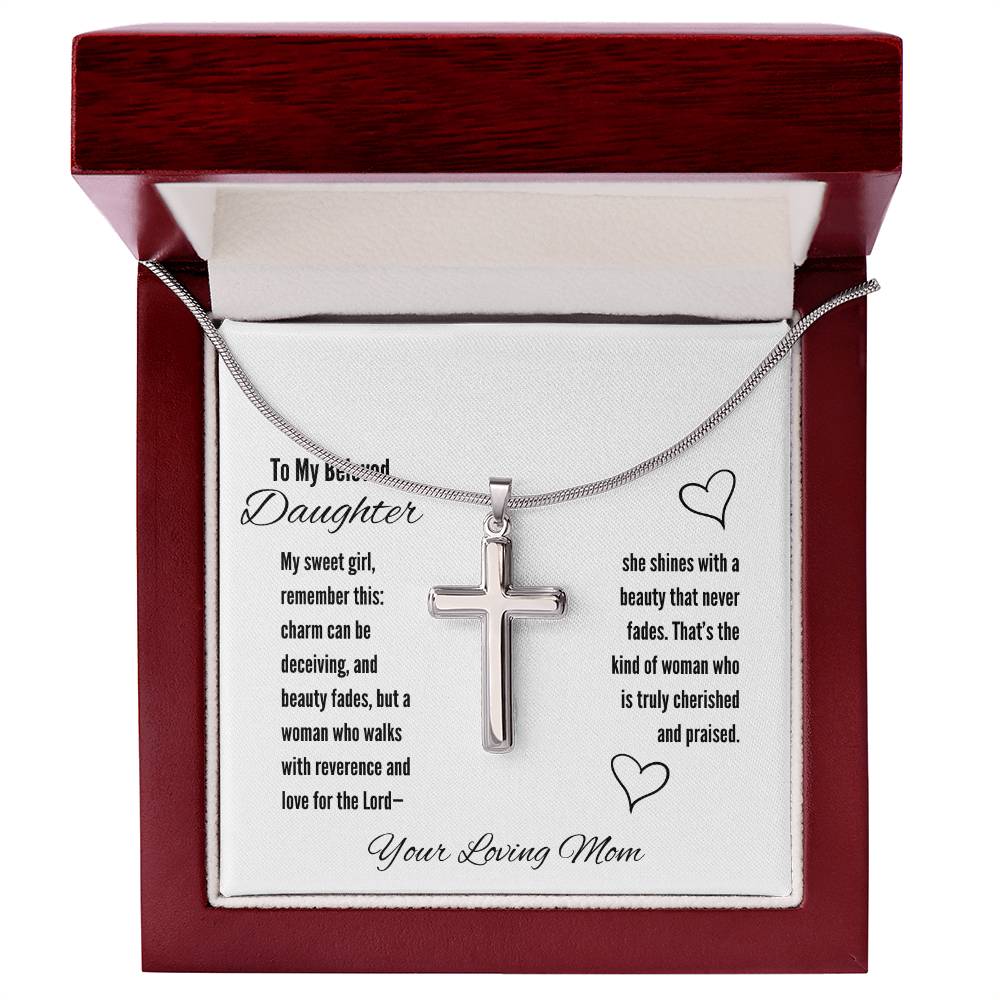 To My Beloved Daughter Artisan Cross Necklace