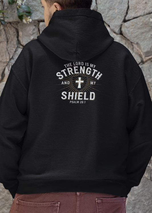 The Lord Is My Strength And My Shield Psalm 28:7 Unisex Heavy Blend™ Hooded Sweatshirt