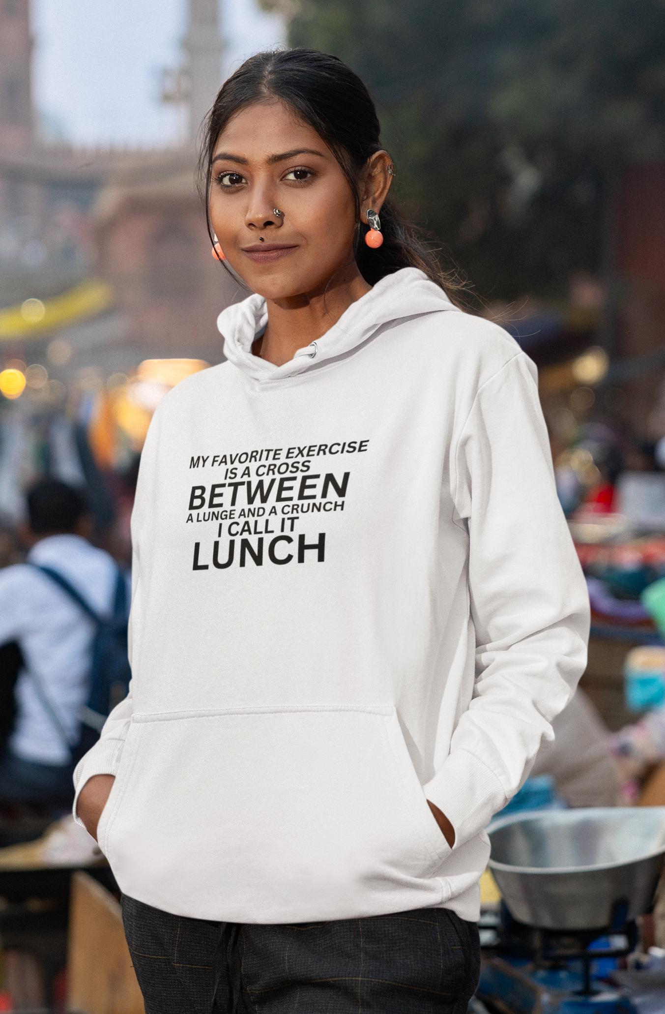 My Favorite Exercise Is A Cross Between A Lunge And A Crunch I Call It Lunch Unisex Heavy Blend™ Hooded Sweatshirt